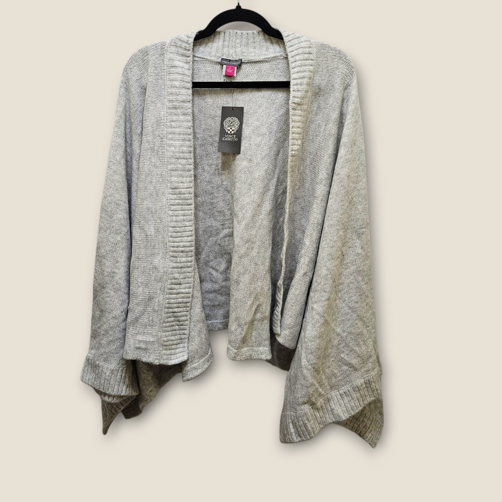 Vince Camuto Cozy Season Cape Poncho Sweater Open Front Silver‎ Sz S NewHeather